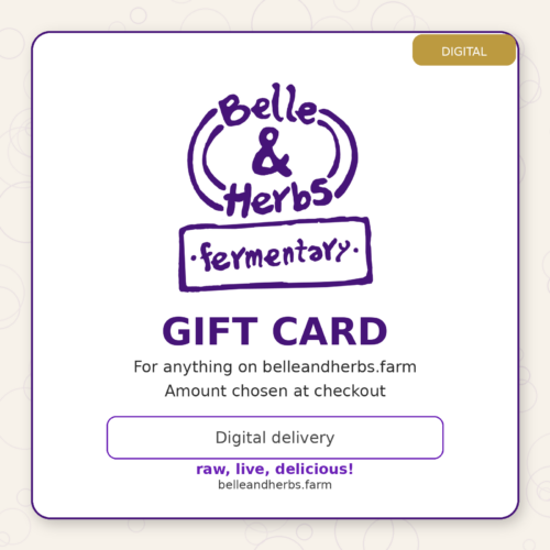 Belle & Herbs digital gift card for fermented food lovers